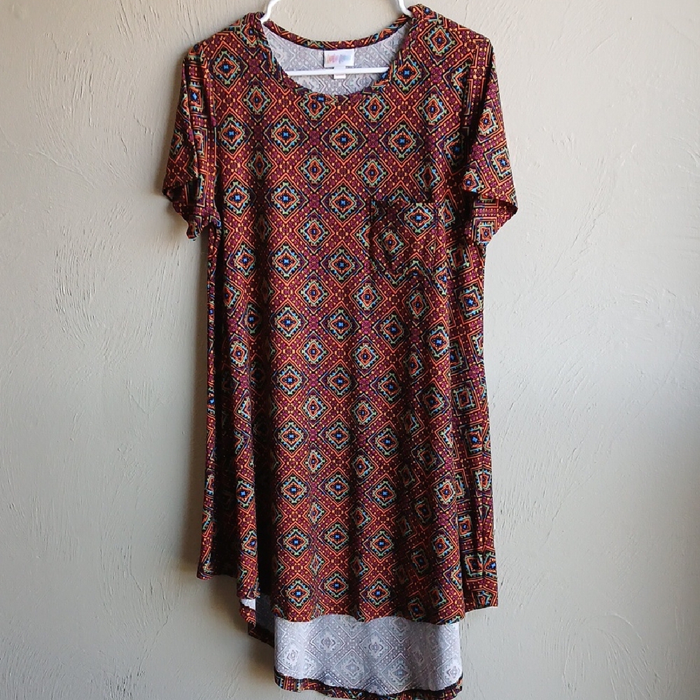 LuLaRoe Orange High Low Casual‎ Shirt Dress Sz S